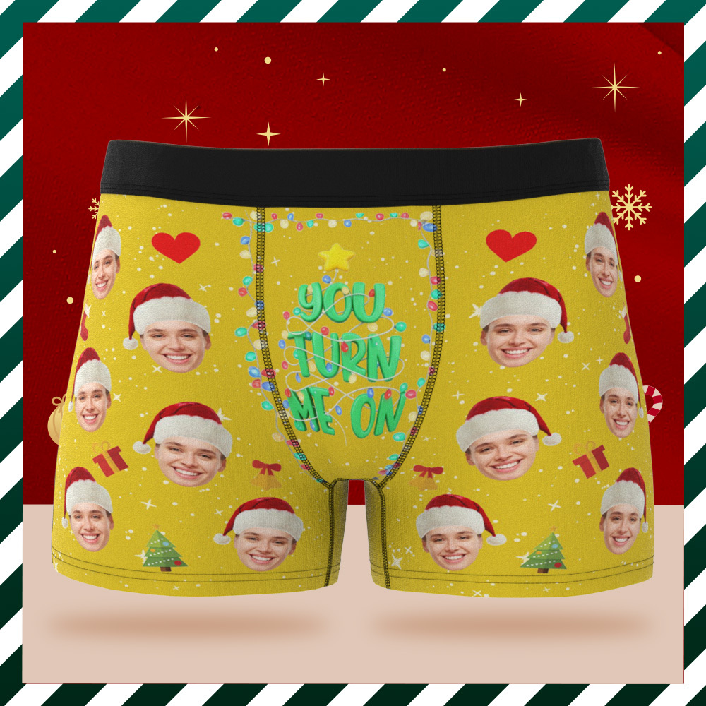 Personalized Holiday Underwear Custom Photo Christmas Panties Cute Xmas Gift for Him
