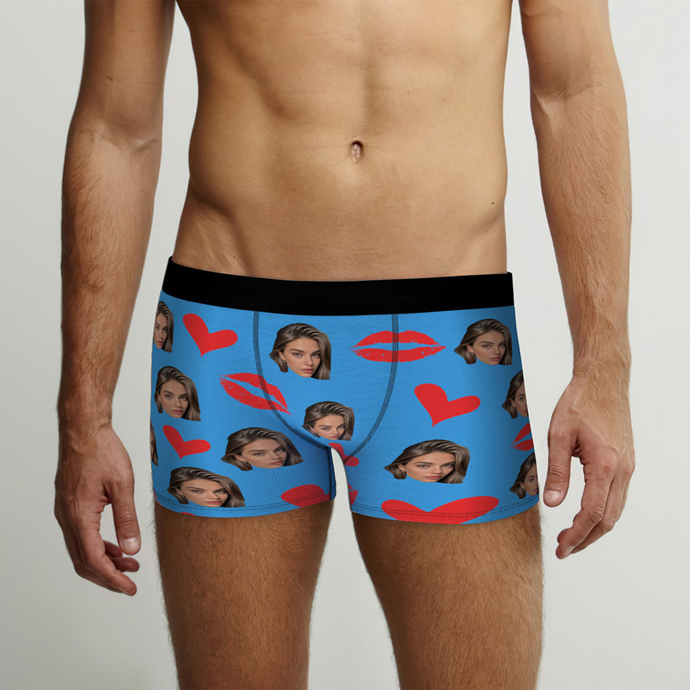 Personalized Red Lips Custom Underpants Custom Photo Underwear Custom Photo Christmas Panties