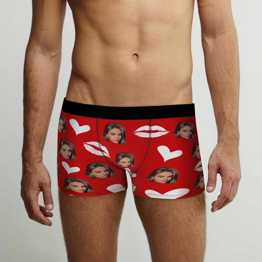 Personalized Red Lips Custom Underpants Custom Photo Underwear Custom Photo Christmas Panties