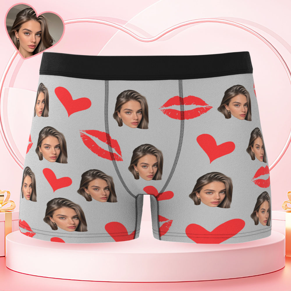 Personalized Red Lips Custom Underpants Custom Photo Underwear Custom Photo Christmas Panties