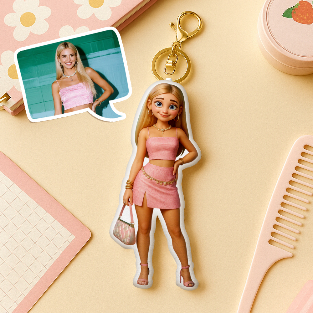 Custom Pixel Art Keychain Custom Pixel Minime Keychain Personalized Face Picture Minime Doll Keychain - MyPhotoMugs