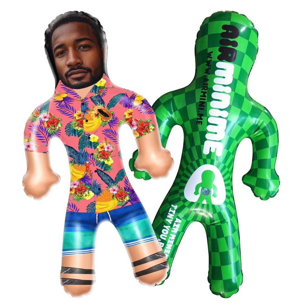 Personalized Blow Up Dolls Hawaiian Shirt Flowers and Fruits Funny Inflatable Man Printed Face for Party Favors - Myphotomugs