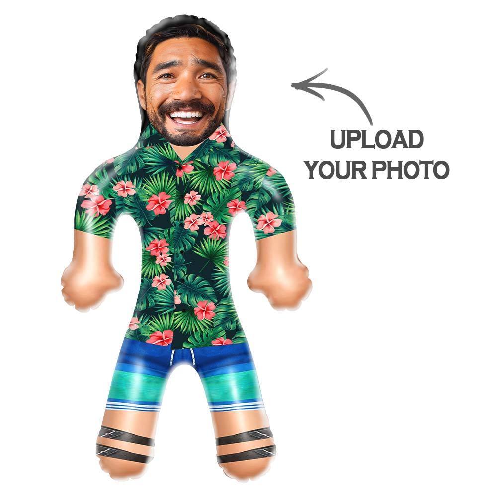 Personalized Blow Up Dolls Hawaiian Shirt Red Flowers Funny Inflatable Man Printed Face for Party Favors - Myphotomugs