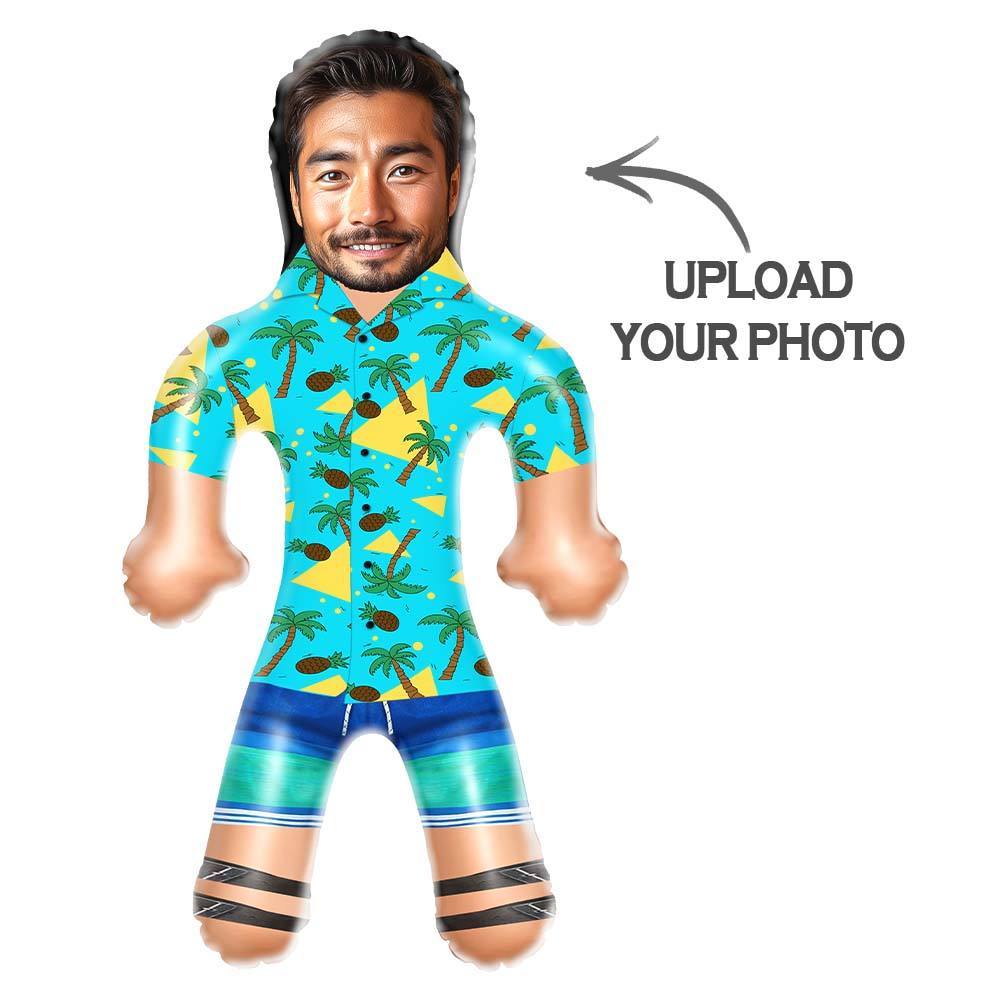 Personalized Blow Up Dolls Hawaiian Shirt Coconut Tree and Pineapple Funny Inflatable Man Printed Face for Party Favors - Myphotomugs