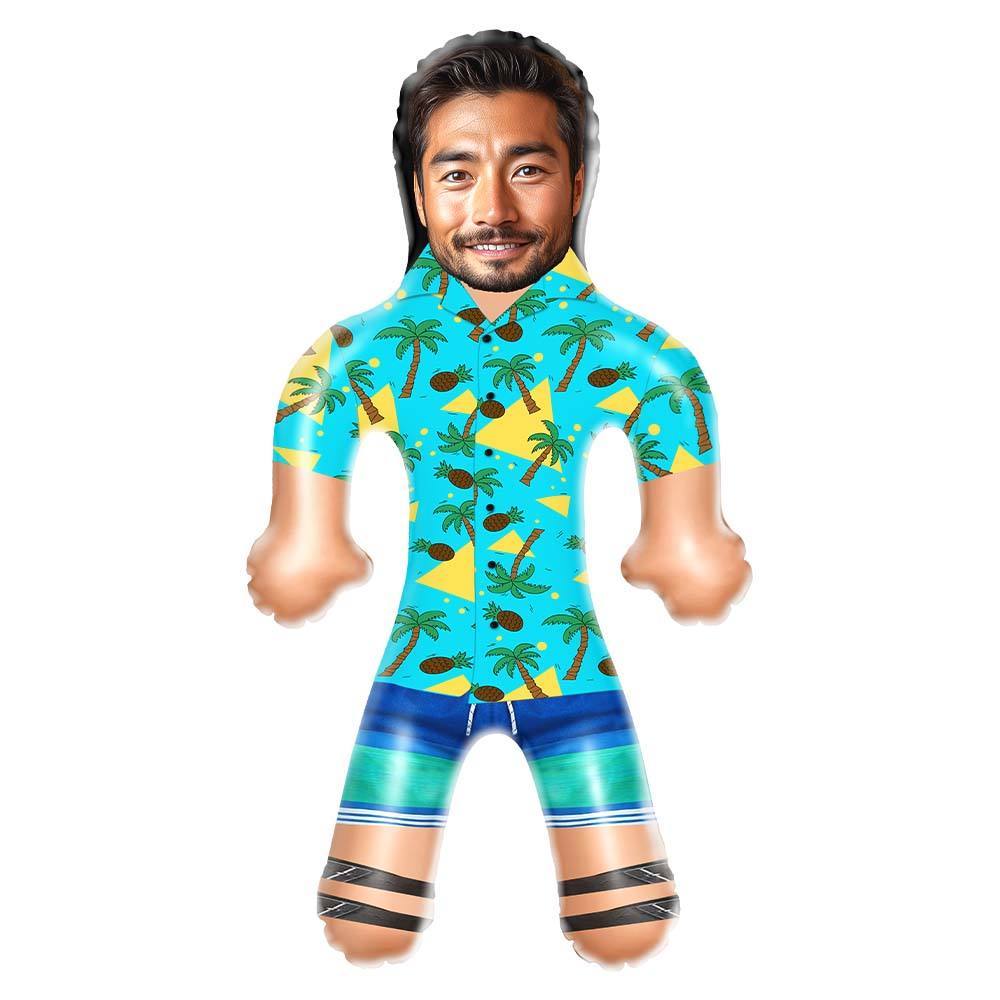 Personalized Blow Up Dolls Hawaiian Shirt Coconut Tree and Pineapple Funny Inflatable Man Printed Face for Party Favors - Myphotomugs