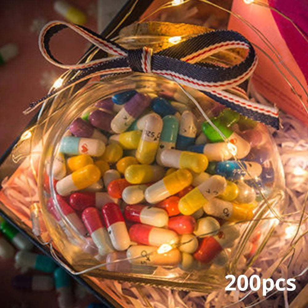 200pcs DIY Lovely Smiling Face Mini Shaped Message Capsule Letter in a Bottle with Box - Myphotomugs
