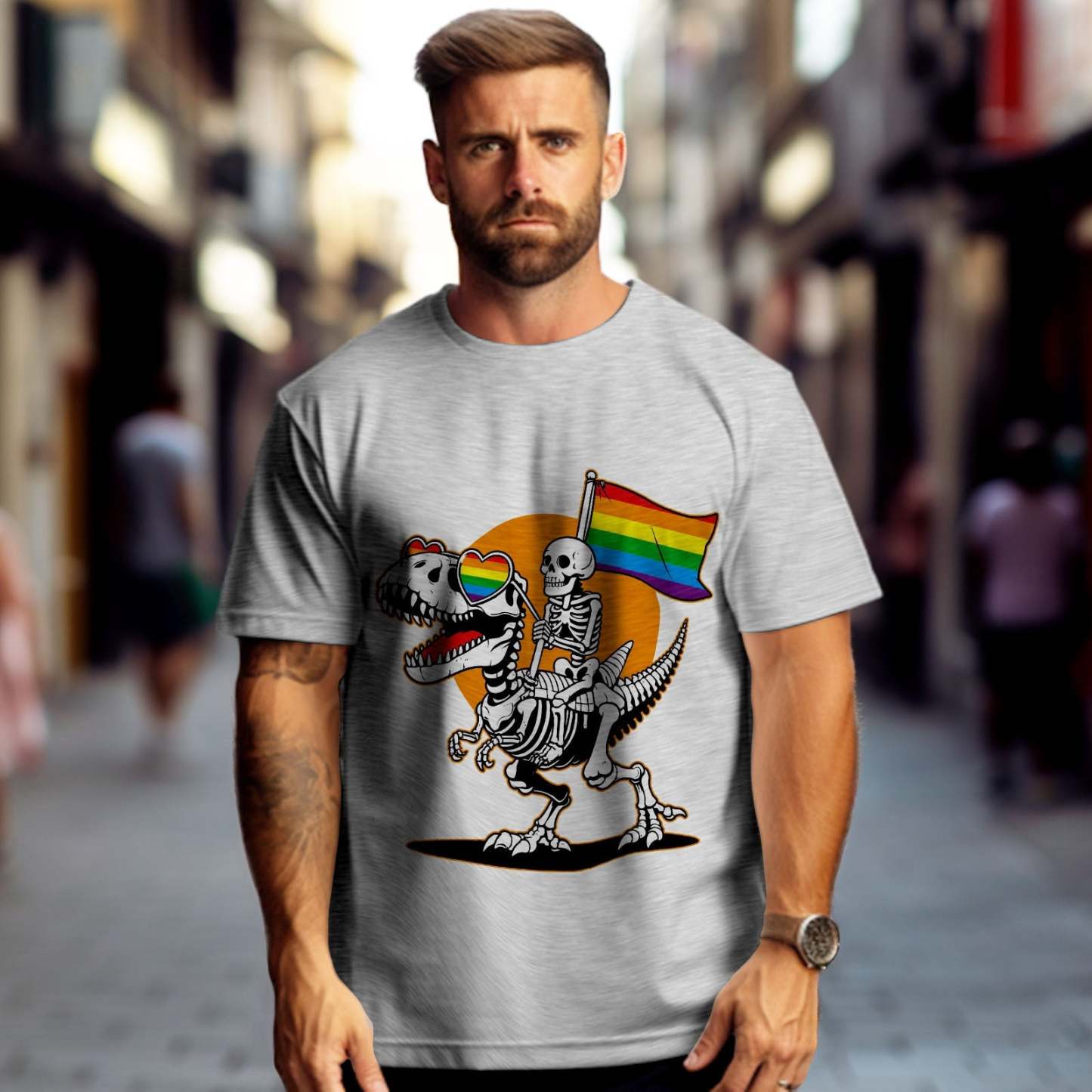 LGBT Skeleton Shirt Gay Skeleton Shirt Skeleton Pride Shirt Dinosaur Pride Tshirt - Myphotomugs