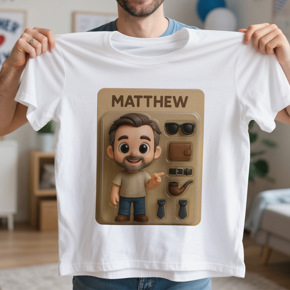 Personalized Photo Shirt Custom Cute Shirt Gifts for Dad Cartoon Fathers Day Minime Shirts