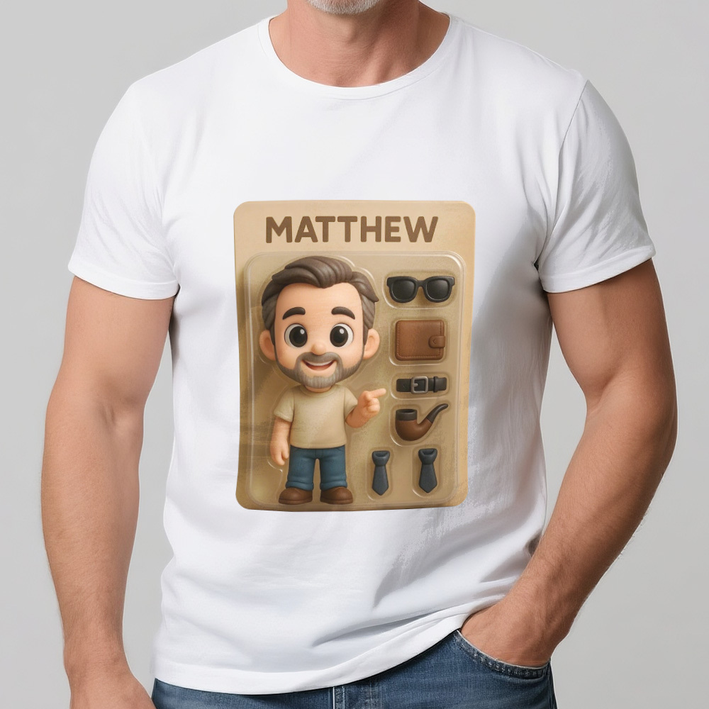 Personalized Photo Shirt Custom Cute Shirt Gifts for Dad Cartoon Fathers Day Minime Shirts