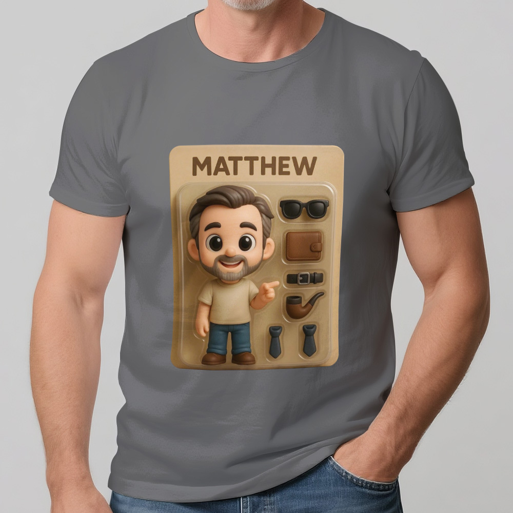Personalized Photo Shirt Custom Cute Shirt Gifts for Dad Cartoon Fathers Day Minime Shirts