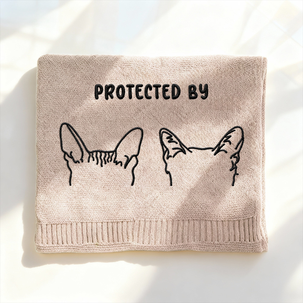 Custom Embroidered Pet Portrait Woven Scarf Personalized Dog Muffler for Pet Lovers