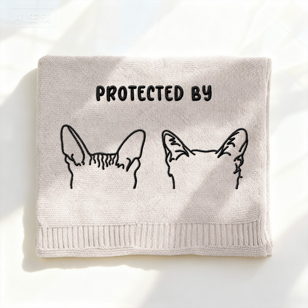 Custom Embroidered Pet Portrait Woven Scarf Personalized Dog Muffler for Pet Lovers