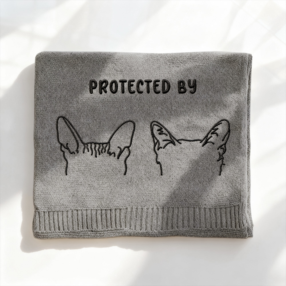 Custom Embroidered Pet Portrait Woven Scarf Personalized Dog Muffler for Pet Lovers