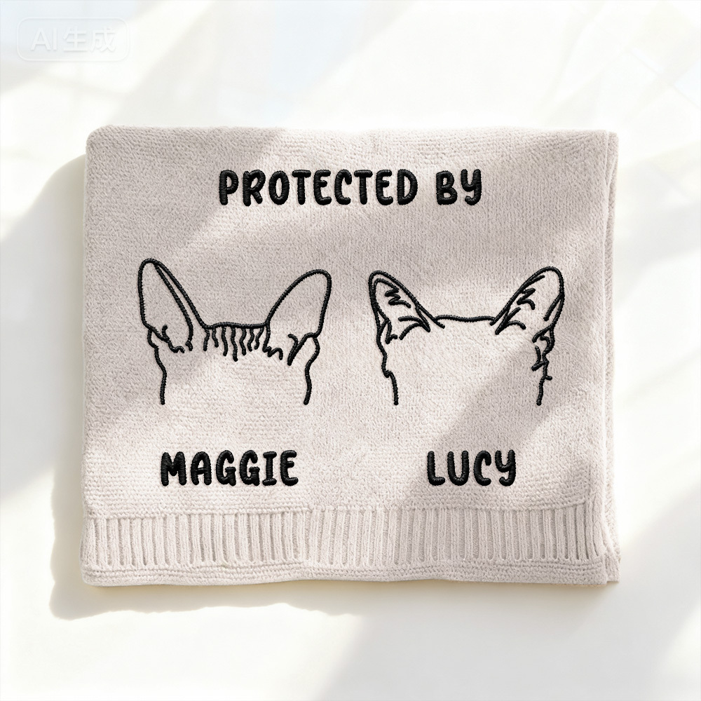 Custom Embroidered Pet Portrait Woven Scarf Personalized Dog Muffler for Pet Lovers