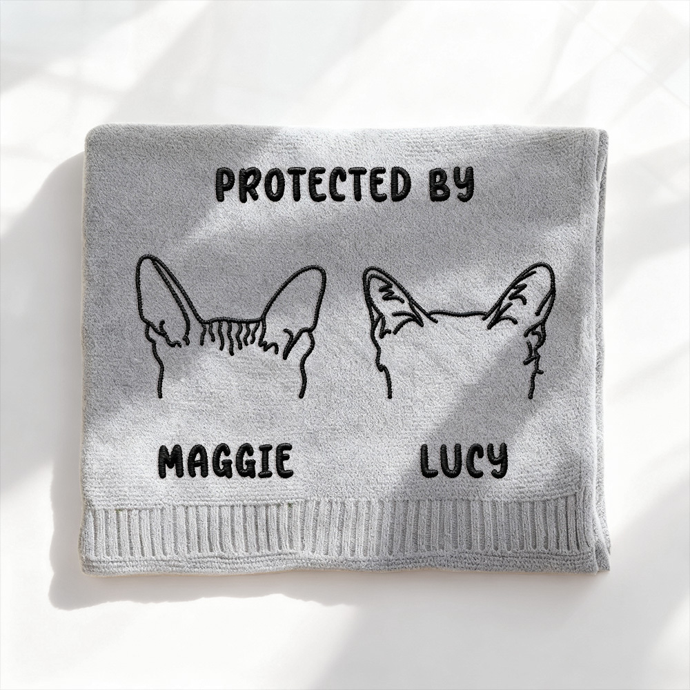 Custom Embroidered Pet Portrait Woven Scarf Personalized Dog Muffler for Pet Lovers