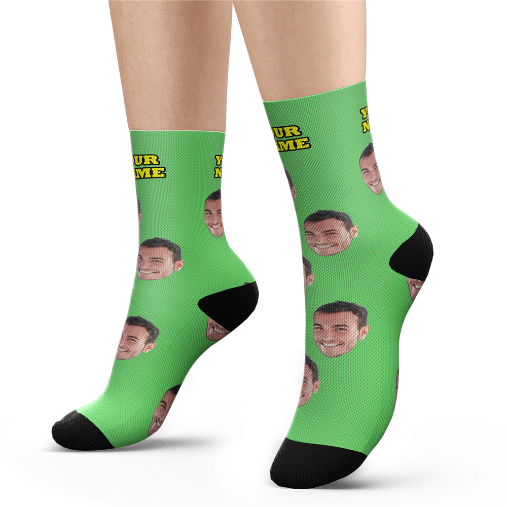 Custom Face Socks With Your Text - MyFaceSocksUK