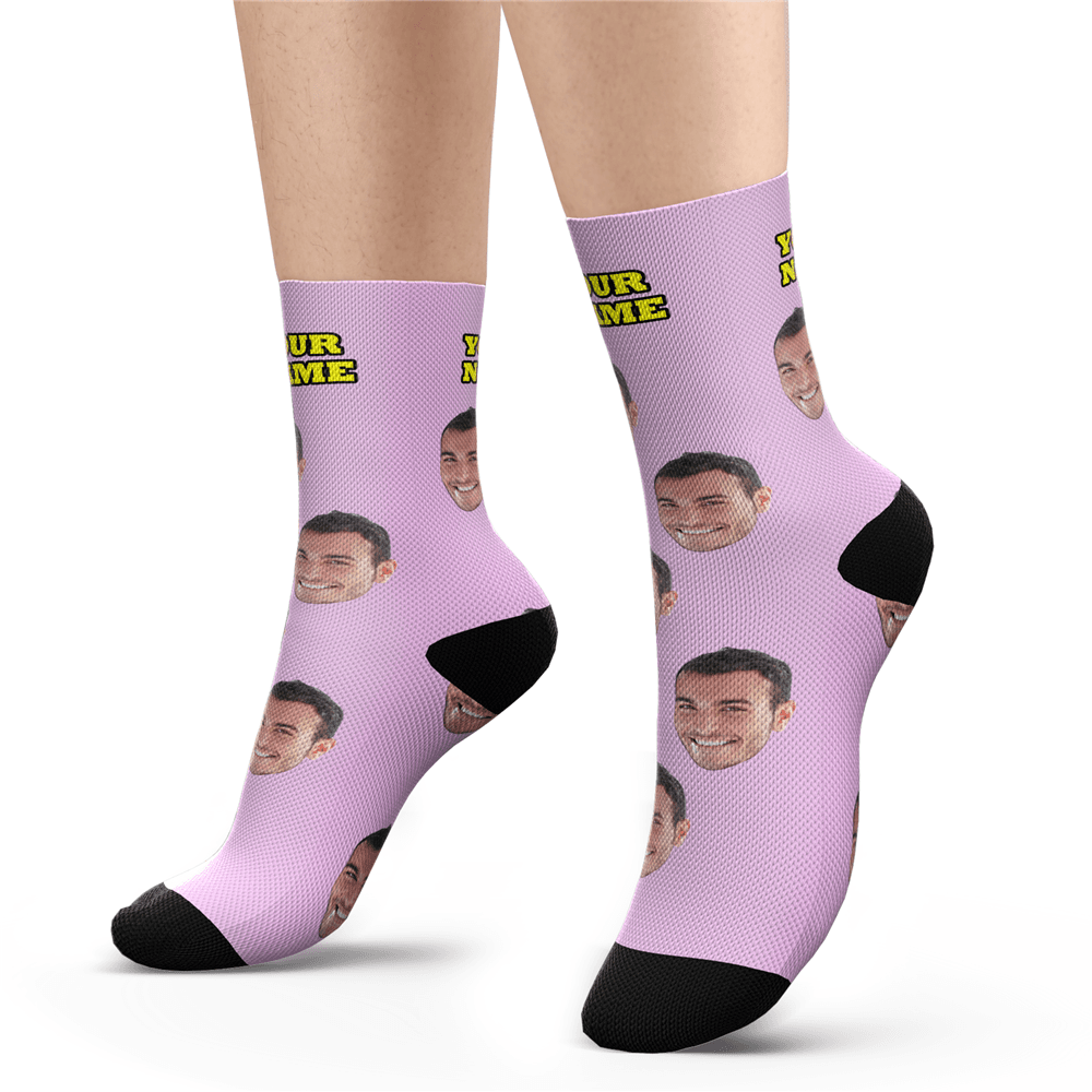 Custom Face Socks With Your Text - MyFaceSocksUK