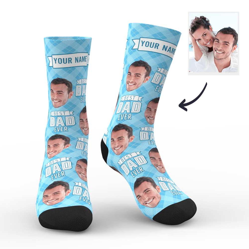 Custom Best Dad Ever Socks With Your Text - MyFaceSocksUK