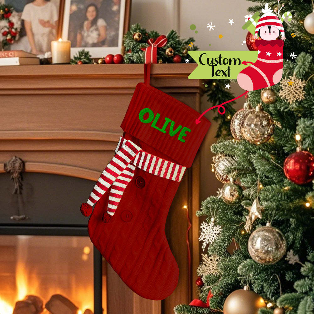 Personalized Christmas Scarve Stocking with Name Embroidery Christmas Stockings Gift for Family - MyPhotoMugs