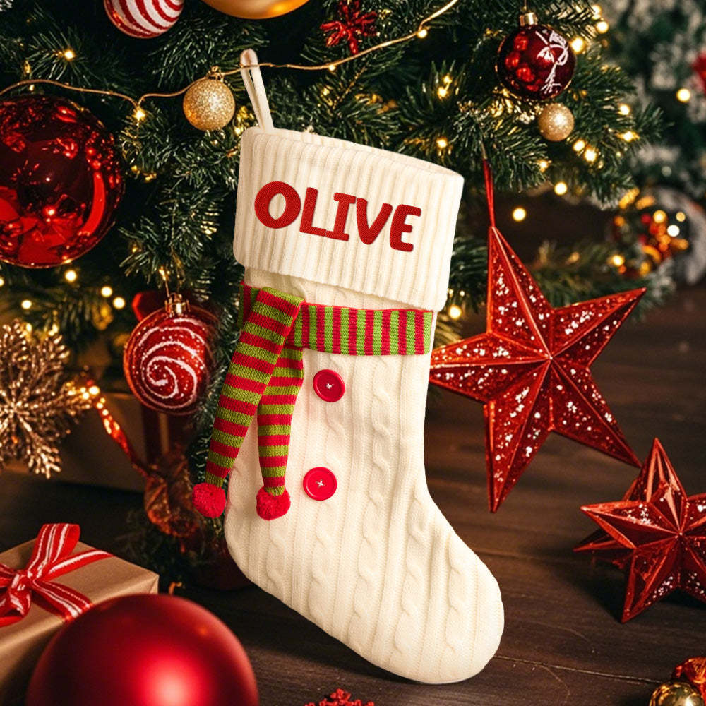 Personalized Christmas Scarve Stocking with Name Embroidery Christmas Stockings Gift for Family - MyPhotoMugs