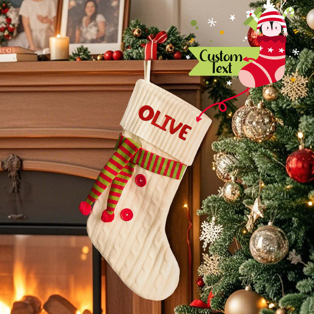 Personalized Christmas Scarve Stocking with Name Embroidery Christmas Stockings Gift for Family - MyPhotoMugs