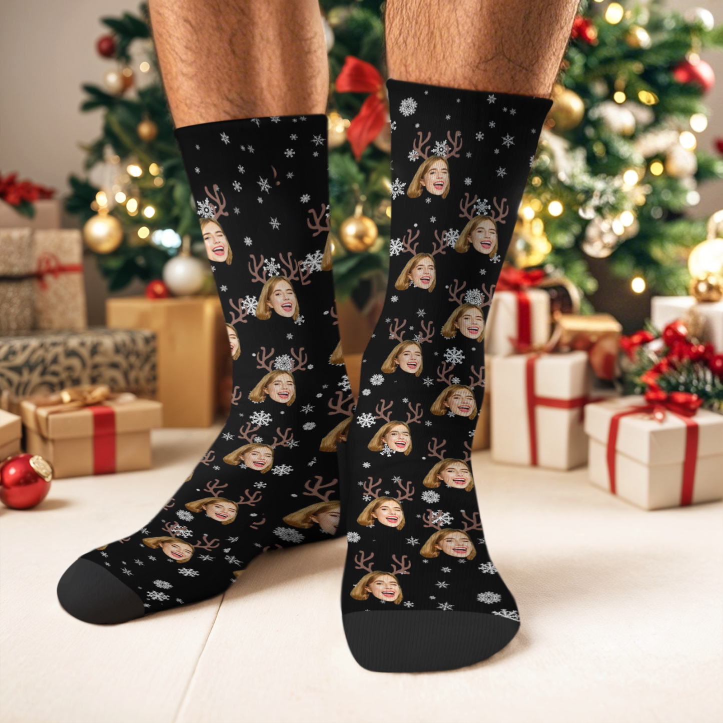 Personalized Christmas Stocking Custom Picture Holiday Sock Christmas Gift for Family