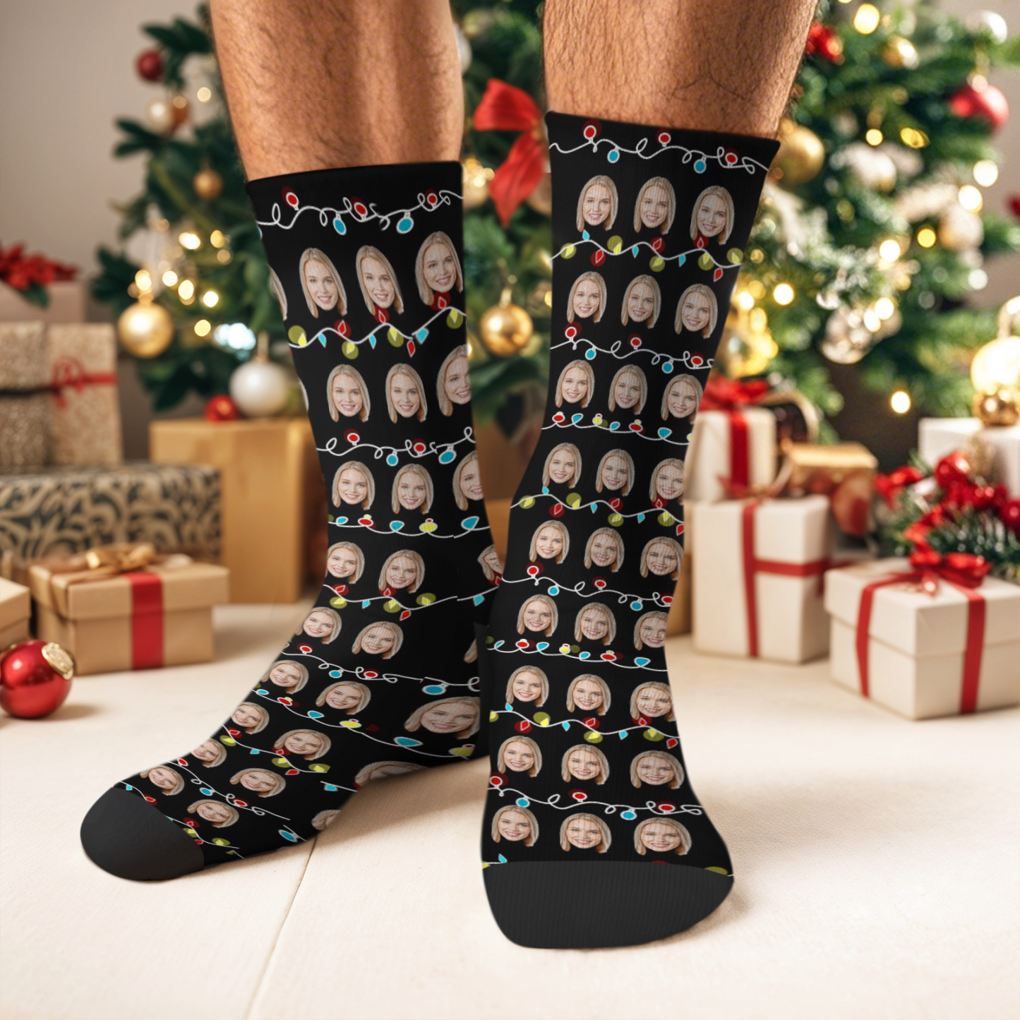 Custom Christmas Stocking with Photo Personalized Xmas Socks Gift Personalized Holiday Socks
