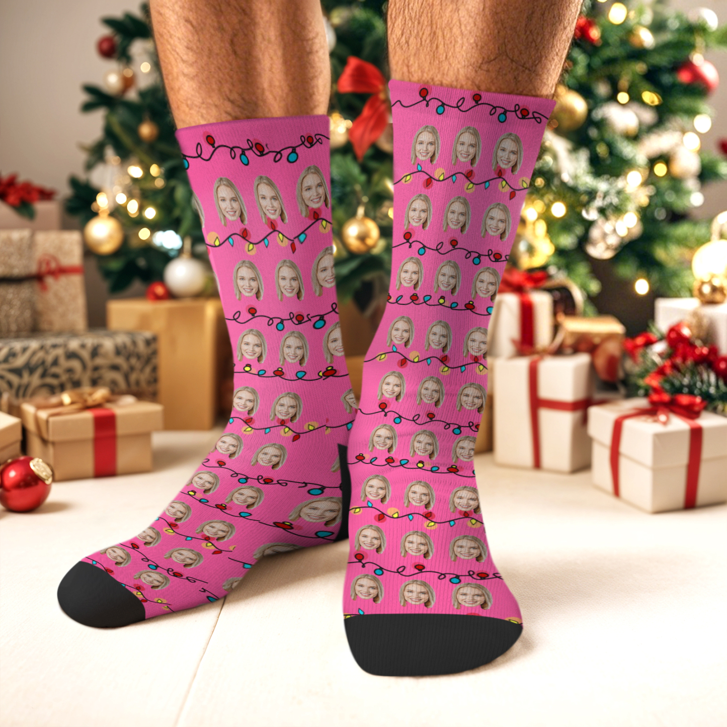 Custom Christmas Stocking with Photo Personalized Xmas Socks Gift Personalized Holiday Socks