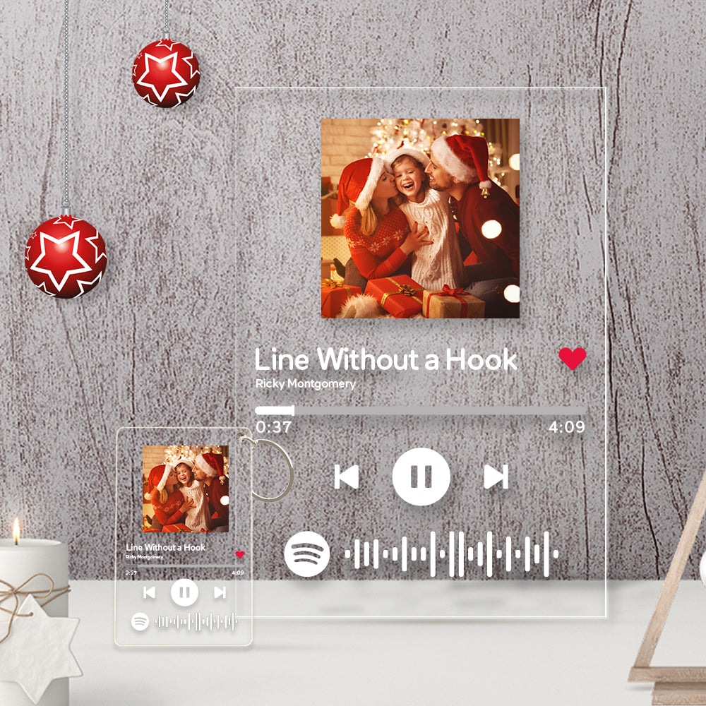 Custom Spotify Plaque Custom Photos and Music With A Same Keychain