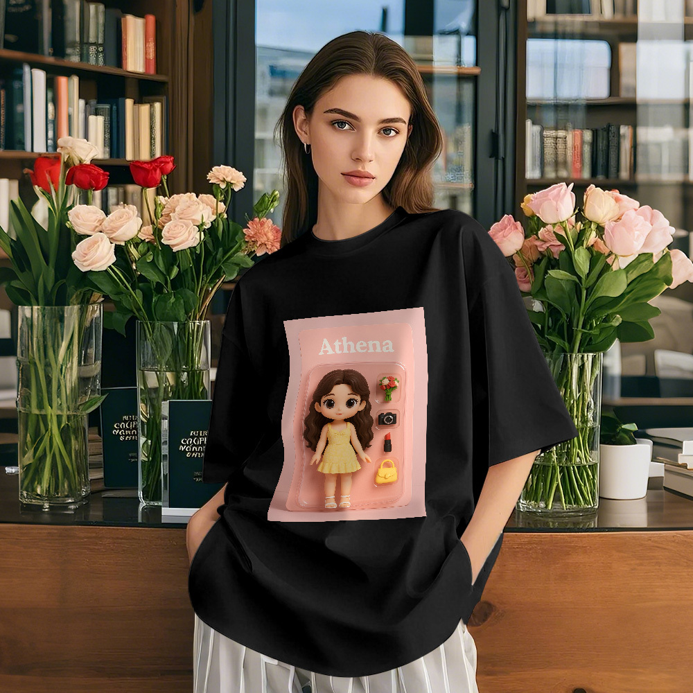 Custom 2D Mini Figures Cartoon Shirt Custom Toy Figure Shirt Personalized Photo Tshirt