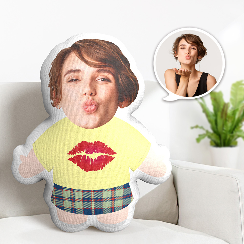Customized Photo Face Pillow Cartoon Kiss Pillow Personalized Photo Customized Pillow for Boyfriend