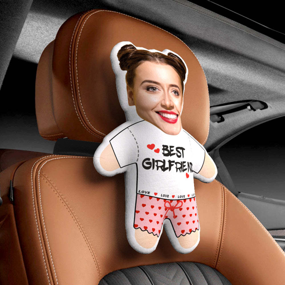 Personalized Face Car Seat Pillow Best Girlfriend Customized Soft Face Best GirlfriendPillow For Car and Chair - Myphotomugs