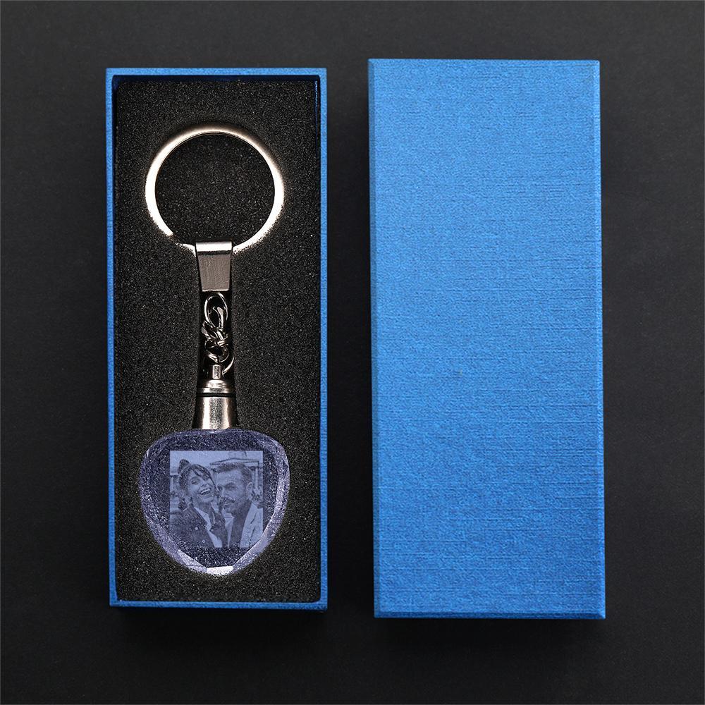 Custom 3D Keychain Crystal Heart Shape Photo Keychain