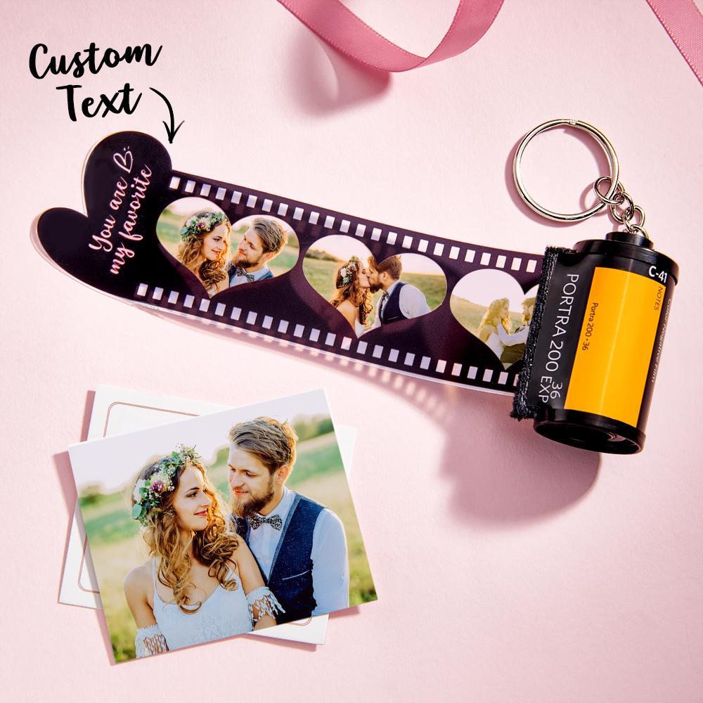 Custom Engraved Photo Film Keychain Camera Roll Creative Heart Gifts - Myphotomugs