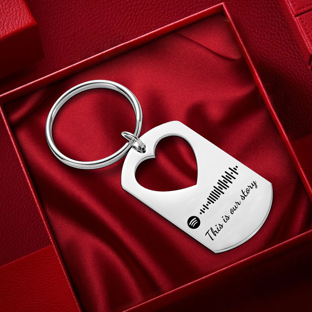 Custom Valentine's Day Gift Engraved Keychain Spotify Keychain for Lover