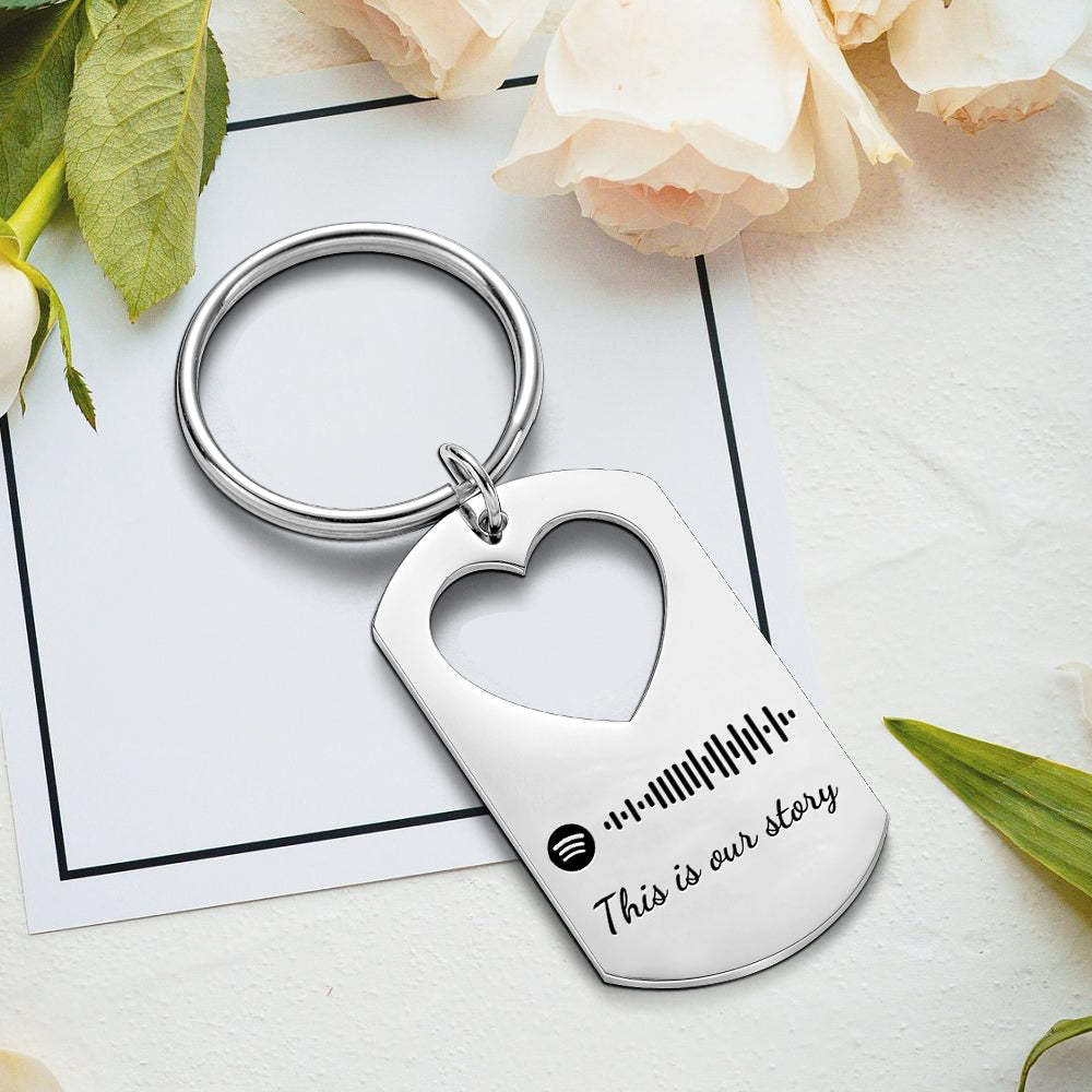 Custom Valentine's Day Gift Engraved Keychain Spotify Keychain for Lover - Myphotomugs