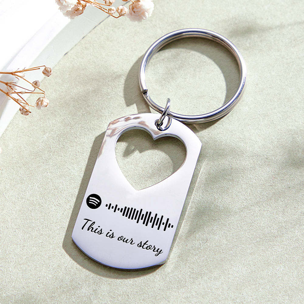 Custom Valentine's Day Gift Engraved Keychain Spotify Keychain for Lover - Myphotomugs