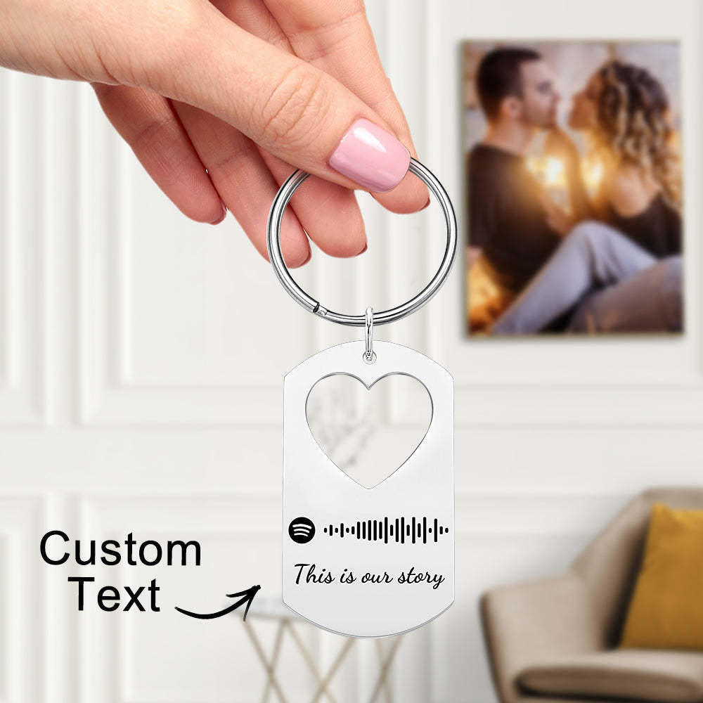 Custom Valentine's Day Gift Engraved Keychain Spotify Keychain for Lover - Myphotomugs