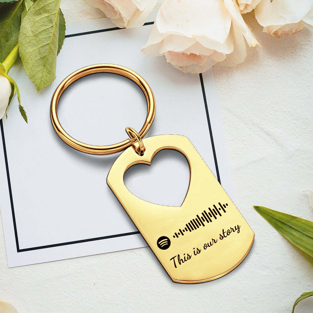 Custom Valentine's Day Gift Engraved Keychain Spotify Keychain for Lover - Myphotomugs