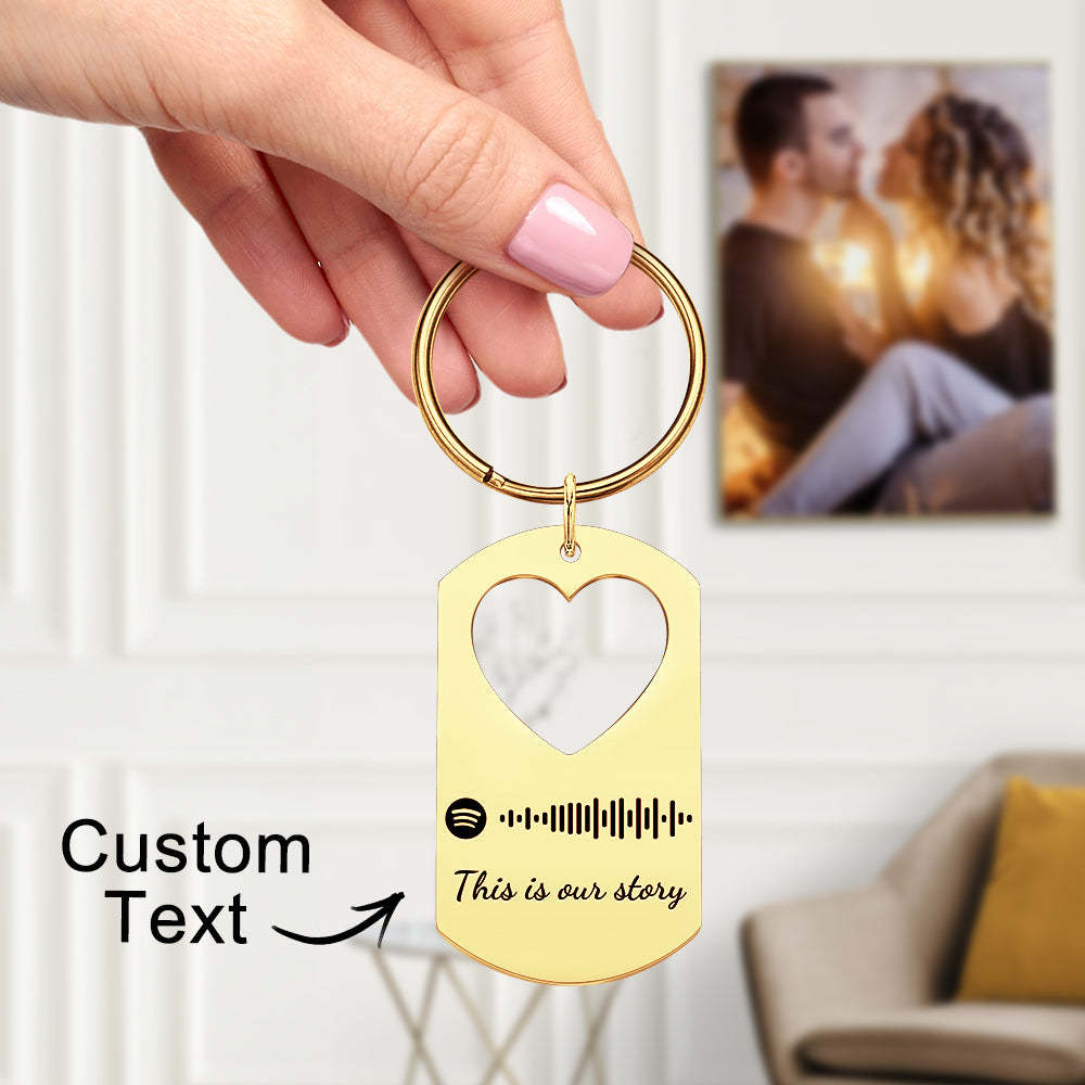 Custom Valentine's Day Gift Engraved Keychain Spotify Keychain for Lover - Myphotomugs