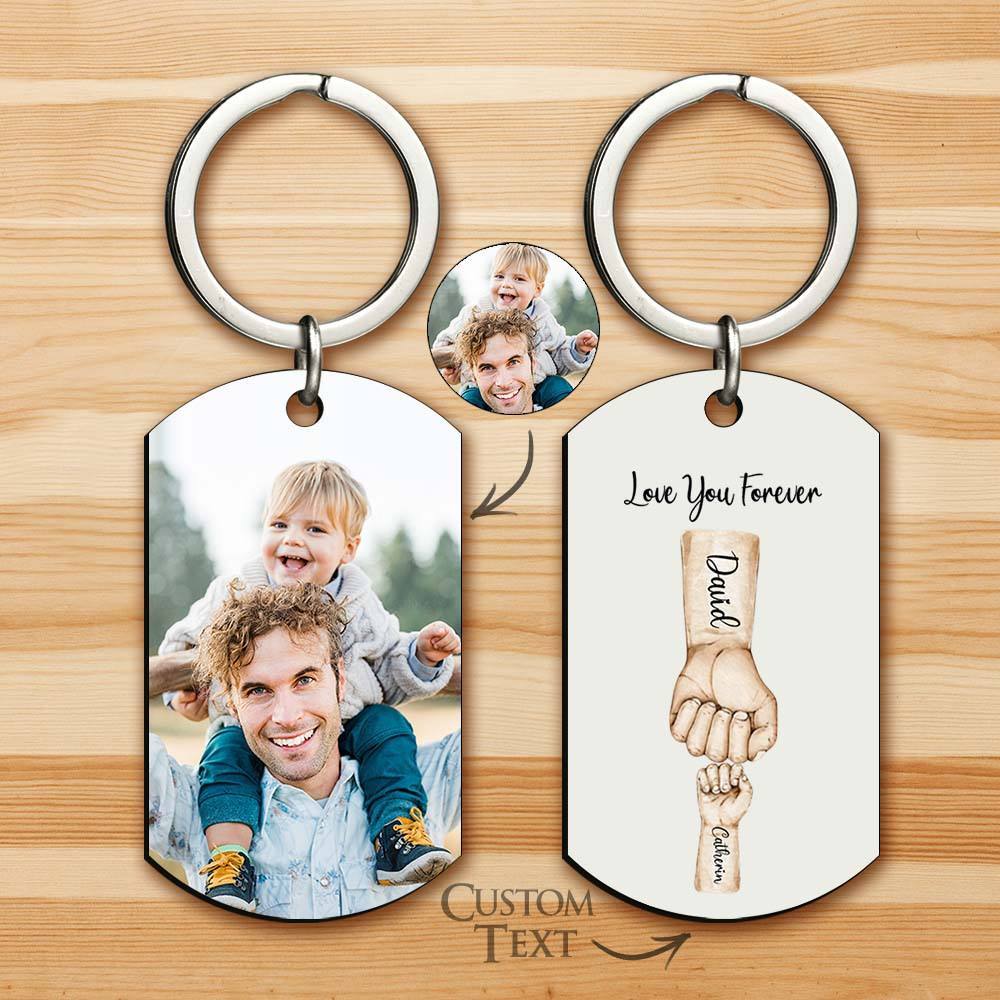 Custom Bump Keyring Best Dad Ever Leather Keychain Photos Keyring Fath