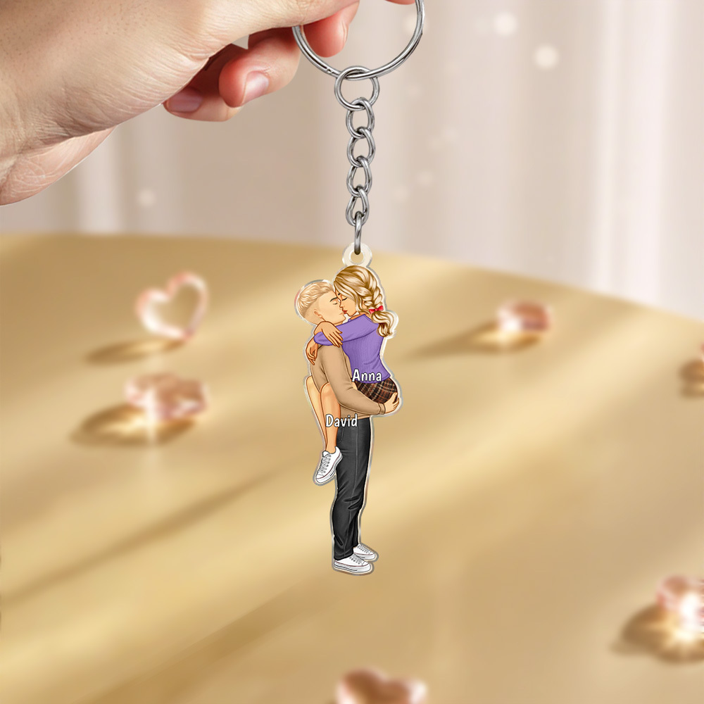 Personalized Keychain Couple Portrait Firefighter Gifts Occupation Keychain