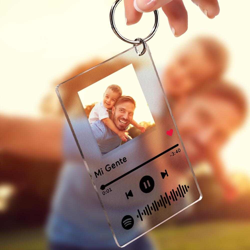 Custom Photo Spotify Keychain Spotify Glass Gift For Dad