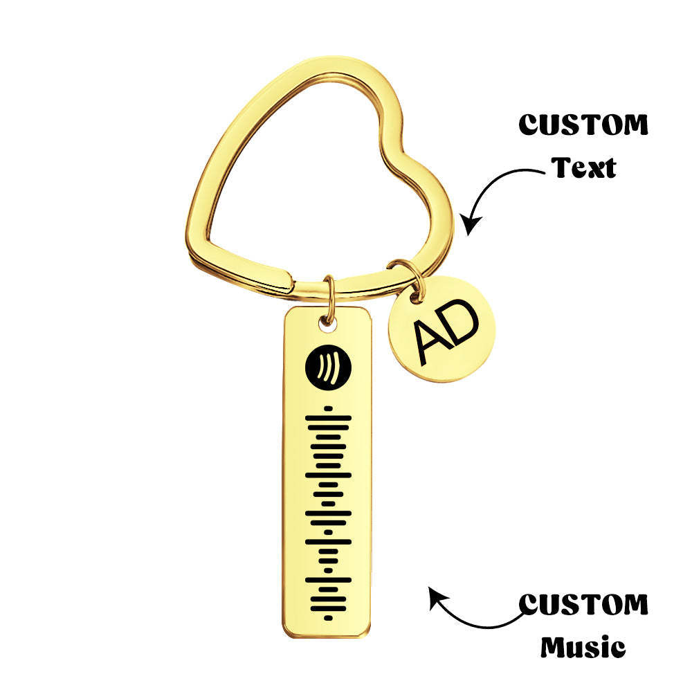 Custom Engraved Spotify Code Keychain Metal Keychain with Heart-shaped Keyring Gift for Her - MySpotifyGiftsUK
