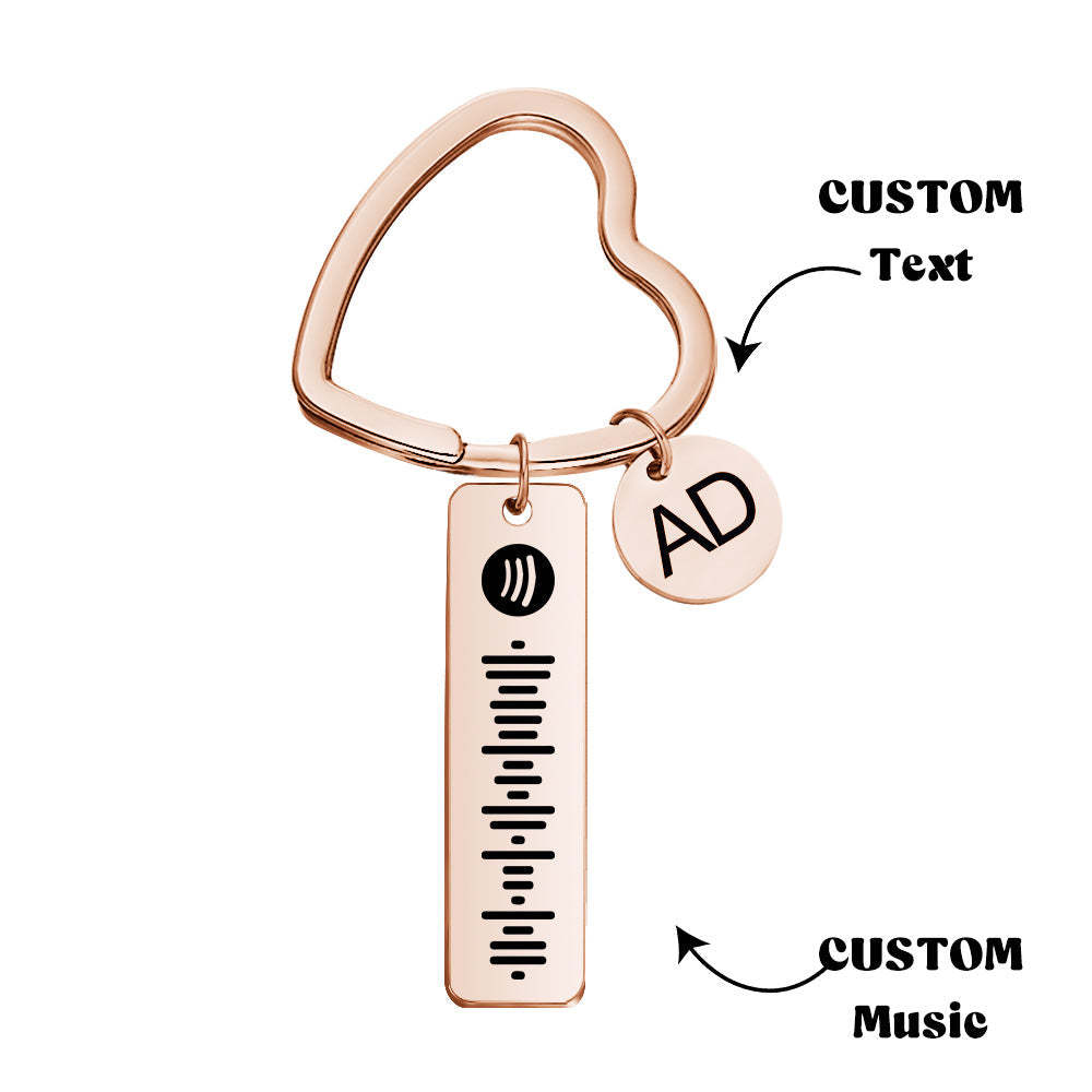 Custom Engraved Spotify Code Keychain Metal Keychain with Heart-shaped Keyring Gift for Her - MySpotifyGiftsUK