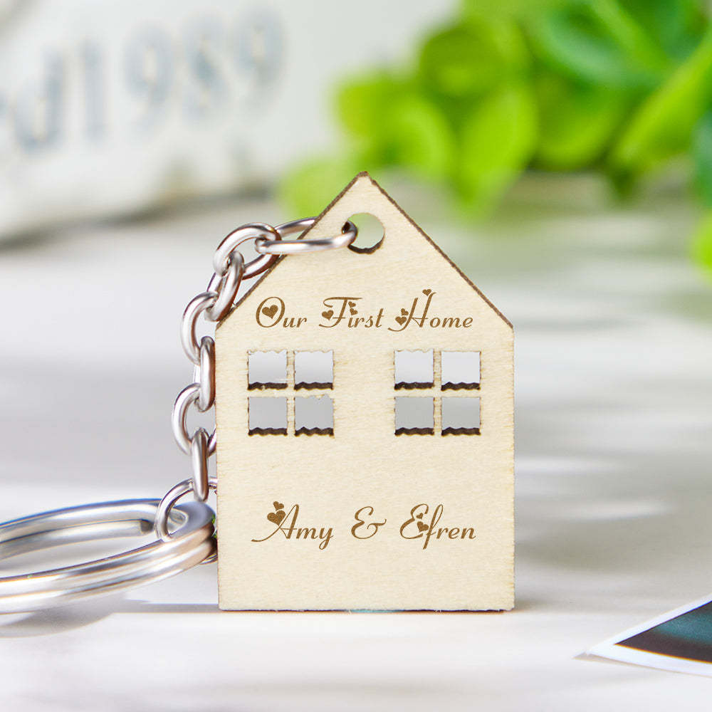 Custom Engraved House Modeling Paired Key Chains New House Gifts - Myphotomugs