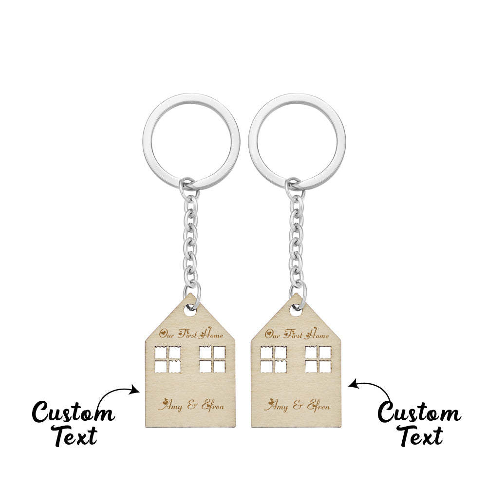 Custom Engraved House Modeling Paired Key Chains New House Gifts - Myphotomugs