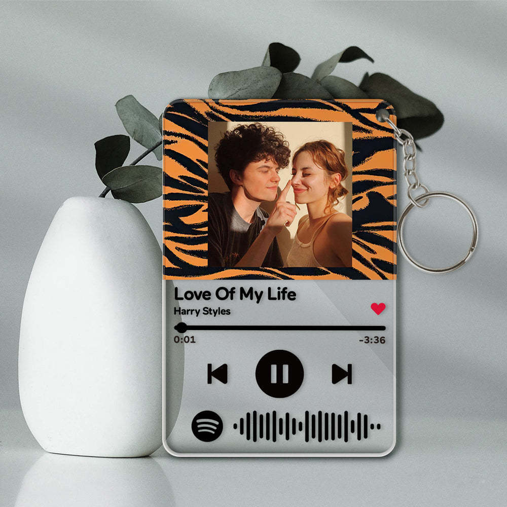 Custom Scannable Spotify Code Keychains Acrylic Music Animal Texture Style Gifts - Myphotomugs