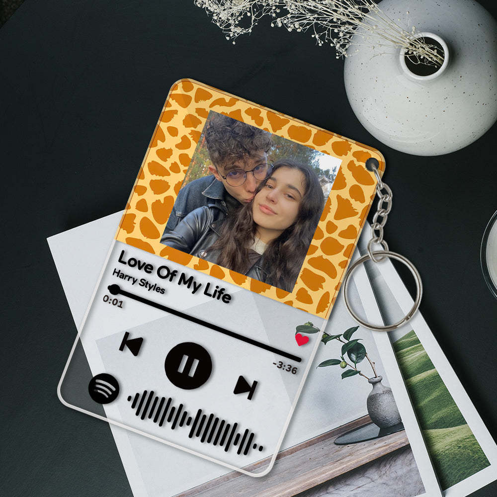 Custom Scannable Spotify Code Keychains Acrylic Music Animal Texture Style Gifts - Myphotomugs