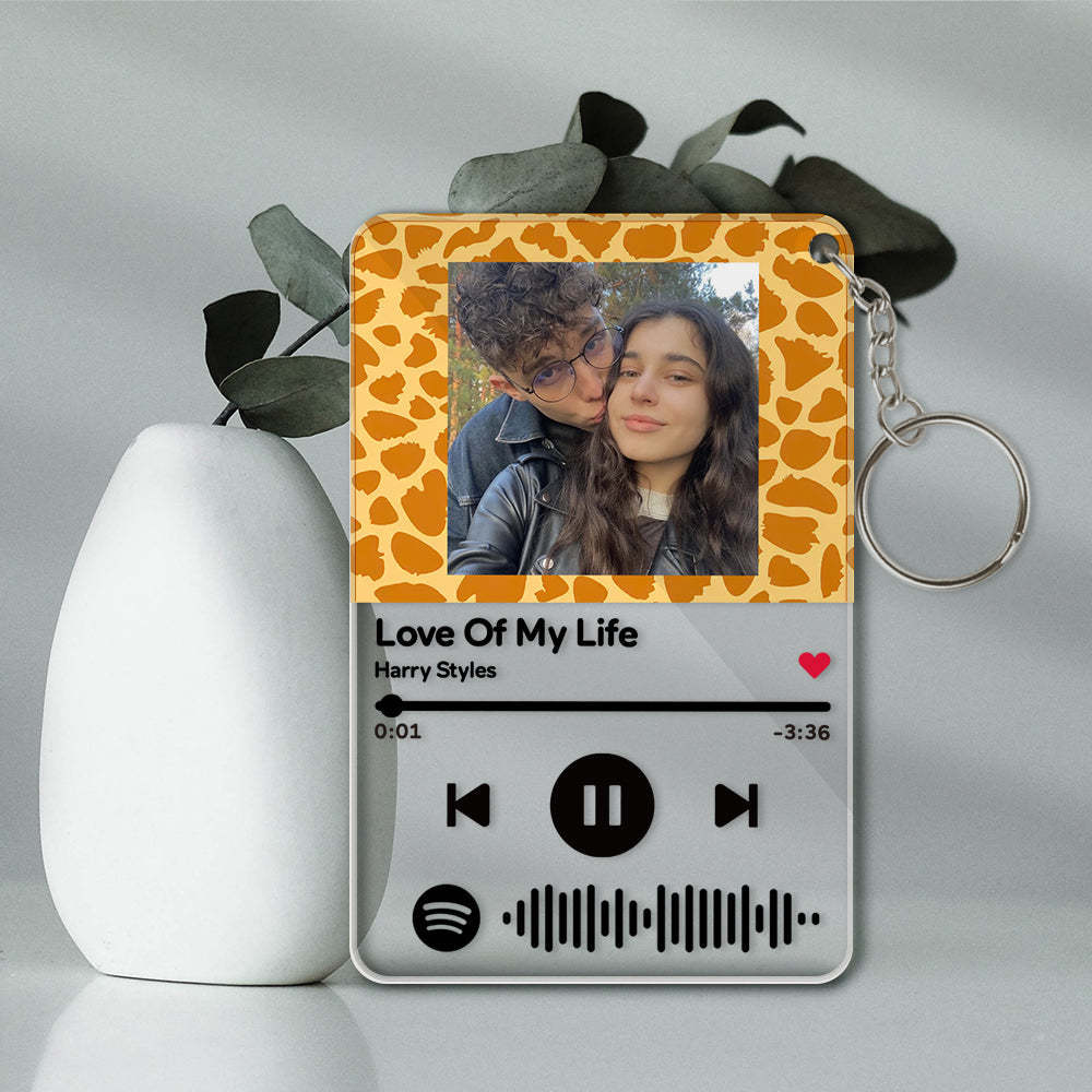 Custom Scannable Spotify Code Keychains Acrylic Music Animal Texture Style Gifts - Myphotomugs